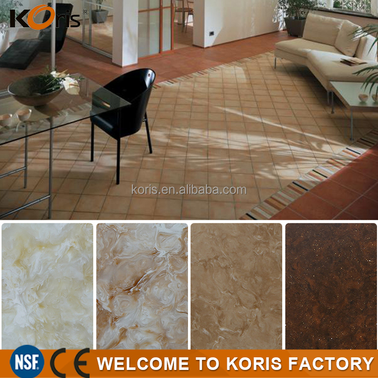 Folha de superfície sólida resistente a arranhões, superfície sólida acrílica, mármore cultural para piso interno